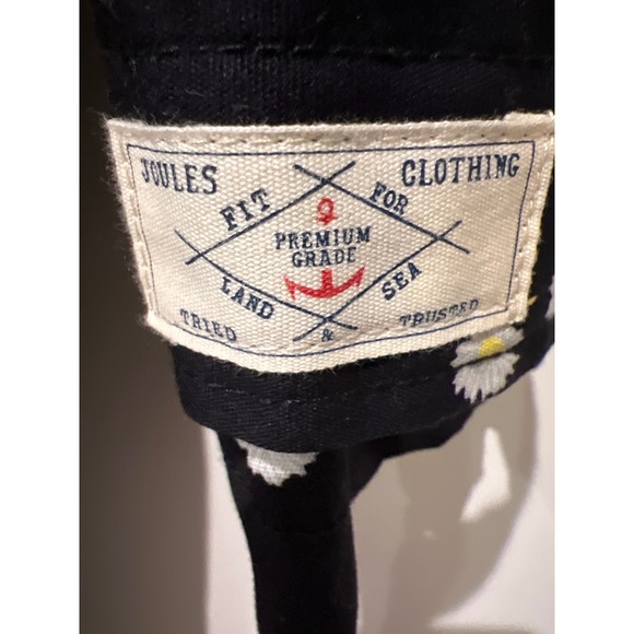 Joules Right As Rain Black Daisy Floral  Raincoat Waterproof Hooded Jacket US 6 - Picture 3 of 13